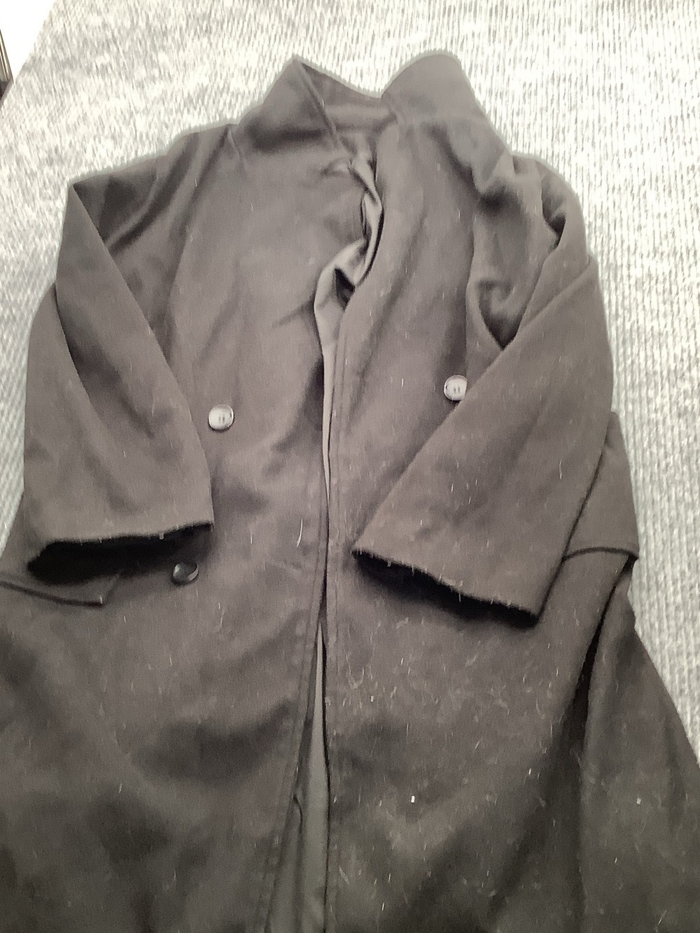 Women's Double-Breasted Black Pea Coat — Classic Tailored Style